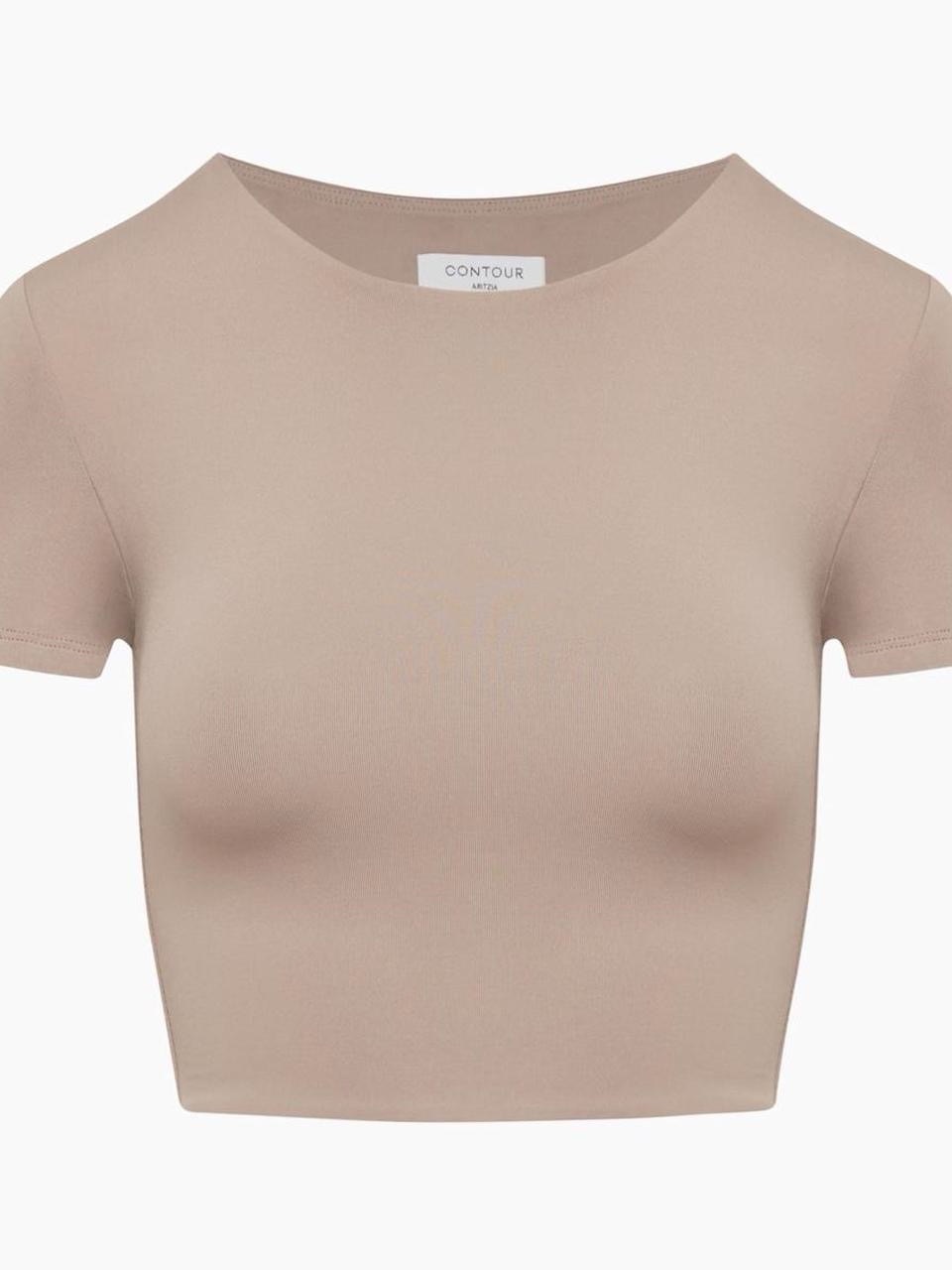 Nwt Aritzia Contour Ribcage Cropped Crew-Neck Tank Top Warm Taupe Xxs